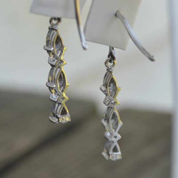 1.51ctw Mystic Topaz Diamond Dangle Earrings 925 Sterling Silver - Picture 5 of 7